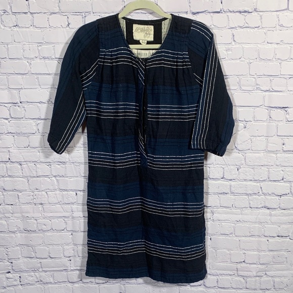 Ace & Jig Dresses & Skirts - Ace & Jig Women Striped 3/4 Sleeve Shift Dress Navy White Size S Casual